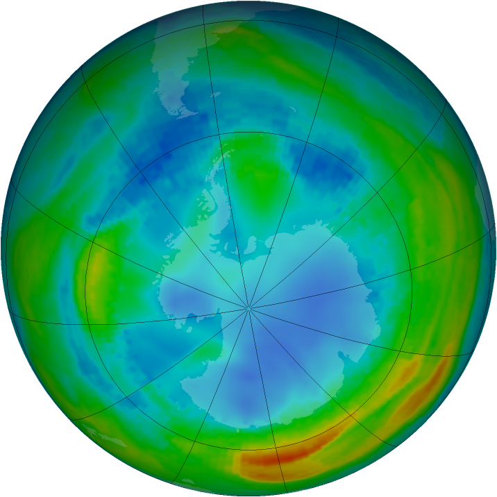 Antarctic ozone map for 07 August 2004